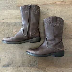 Clarks Toddler Dark Brown Embroidered Cowboy Boots